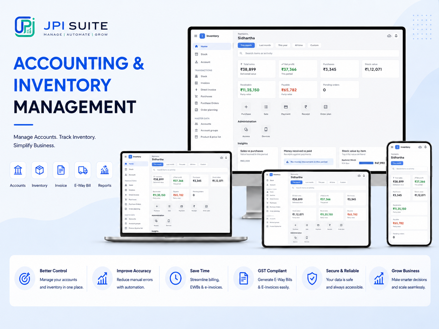 JPI Suite inventory management workspace